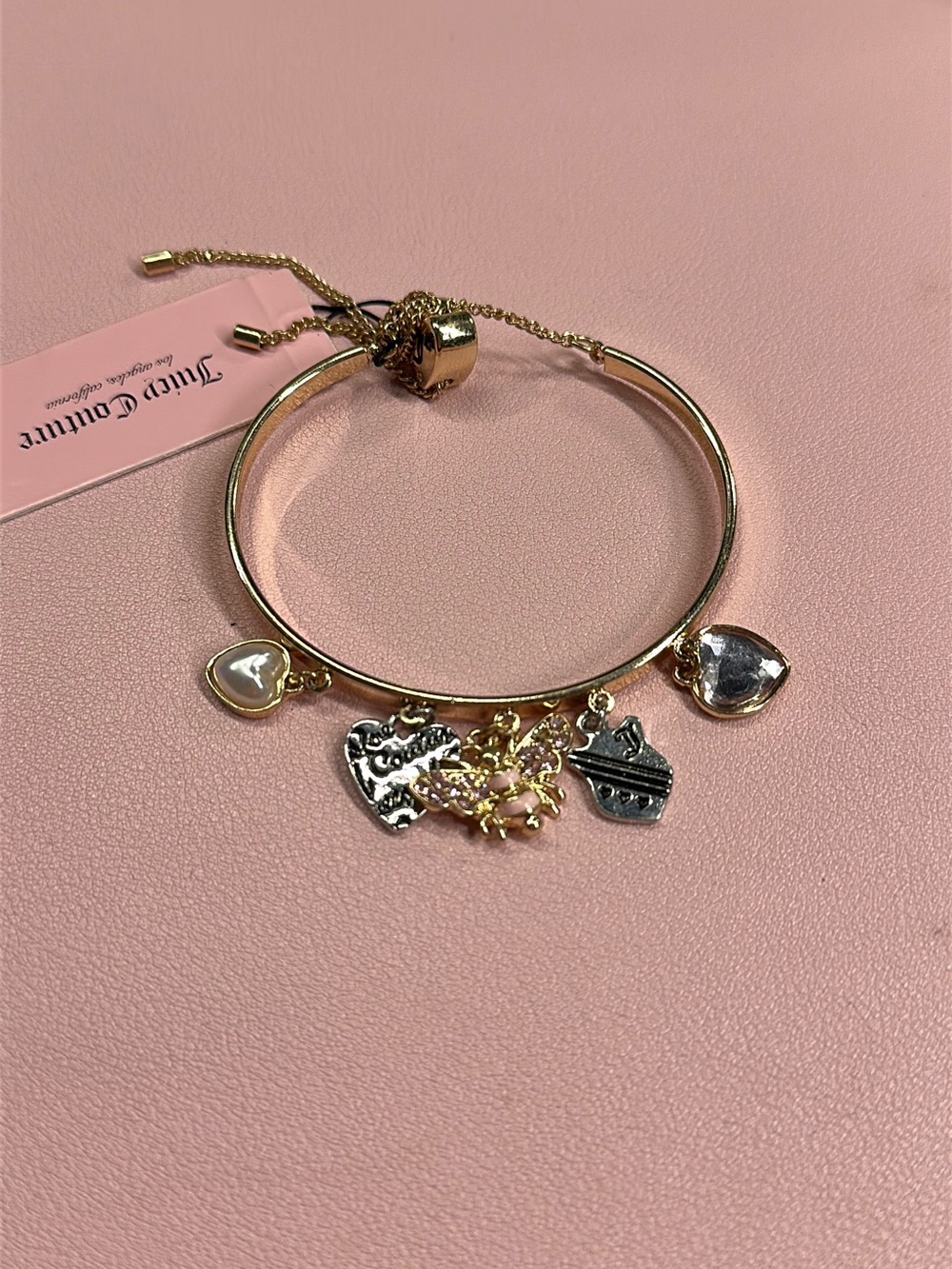 Juicy Couture Gold Tone Multi-Charm Heart Bracelet